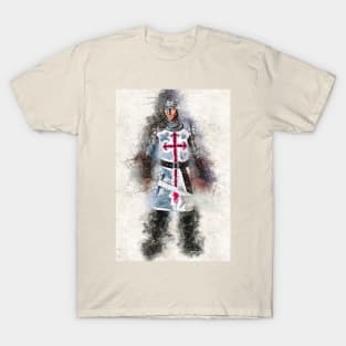 Knights Templar Warrior The crusader Watercolor Historic Fine Art T-Shirt